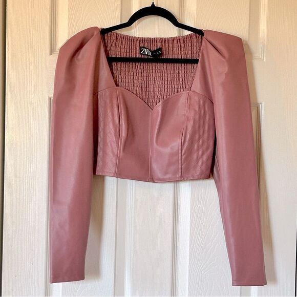 Zara Tops - Zara Faux Leather Crop Top